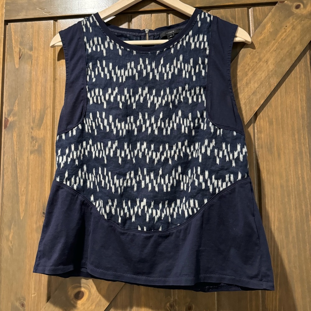 J.Crew Linen and Cotton Patterned Tank Top